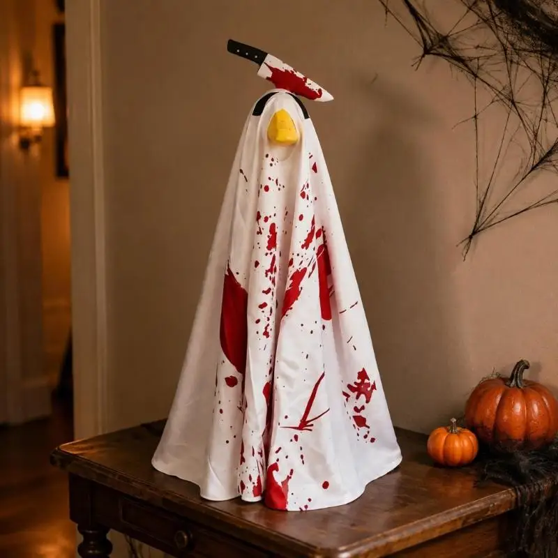 39BD White Print Lawn Bird Statue Cover for Halloween, Polyester Costume Wrap Sized for About 23 Inch Yard Decor Figure on Porch