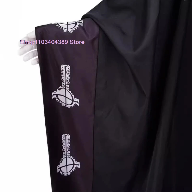 Medieval Papa Emeritus Cape Cosplay Costume Middle Ages Black Cloak With Hat Full Set For Adult Halloween Party Suit