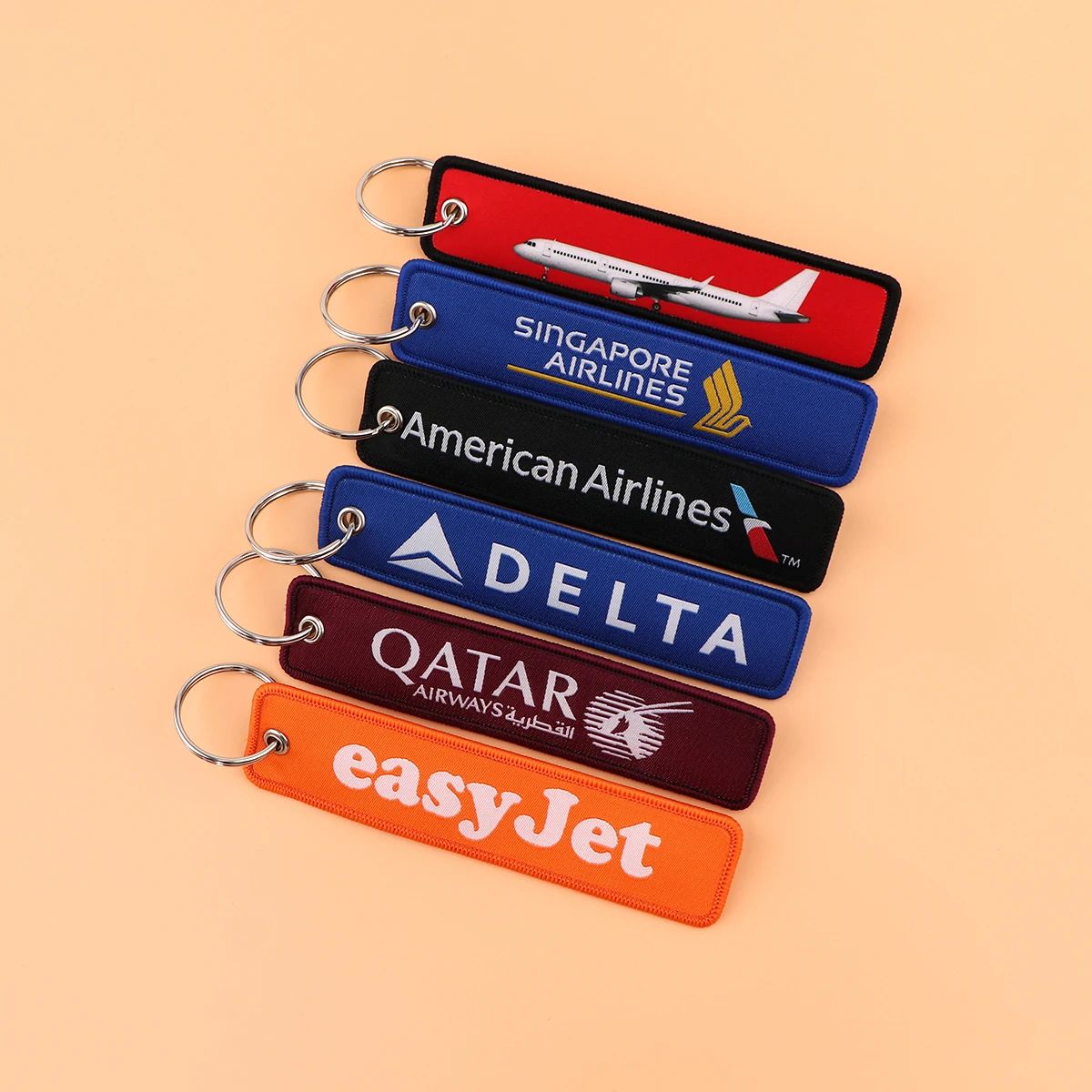 Airline Logo Keychain for Cars Backpack Key Holders CABIN CREW Fashion Embroidery Keyrings Key Tag Jet Tag Accessories Gift 1pcs view 5