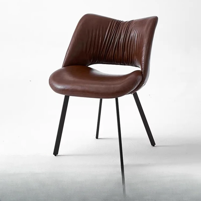 

Retro high-end oil wax leather dining chair