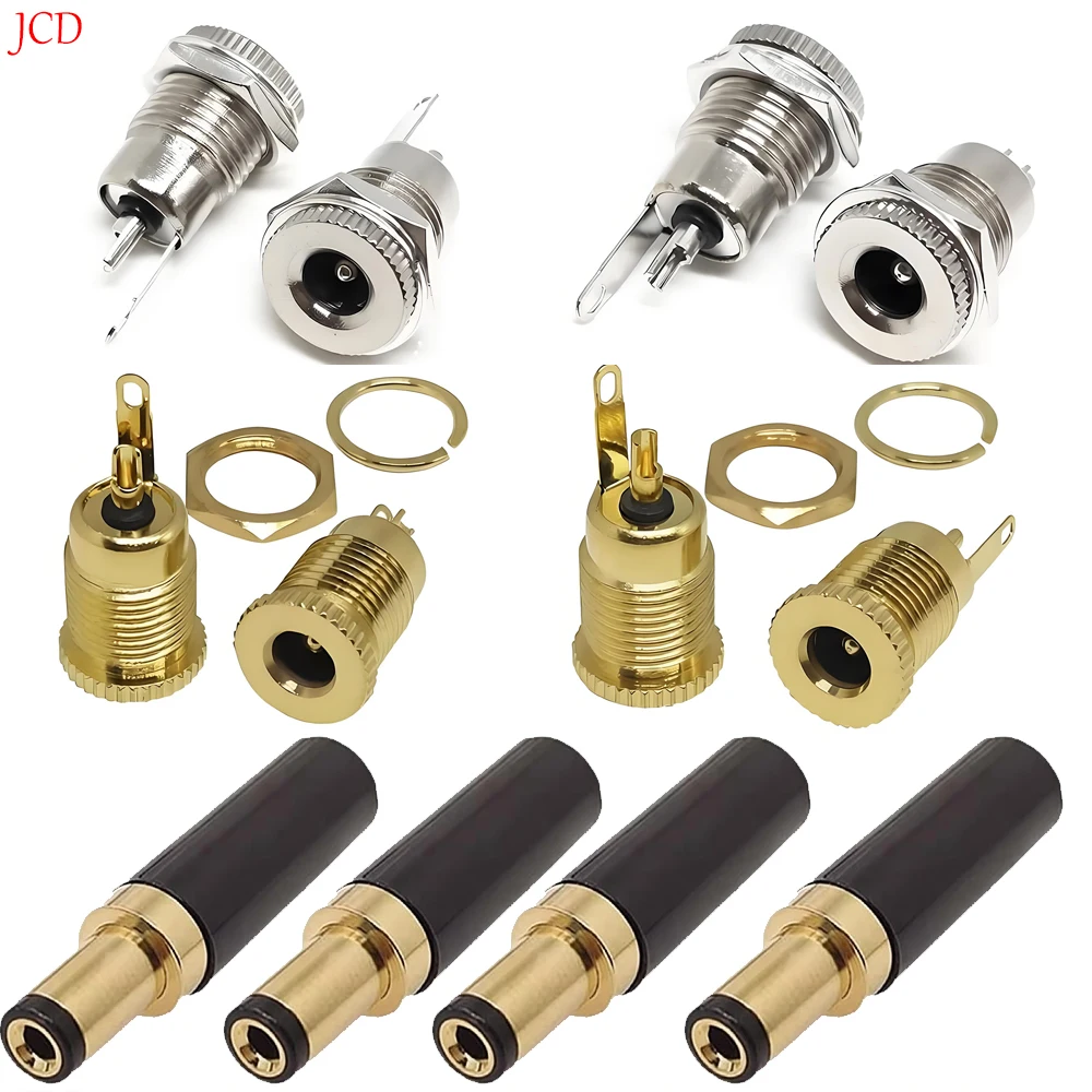JCD DC-099 All Metal High Current 20A Gold-Plated All Copper DC Power Socket 5.5 * 2.1/2.5MM Female Socket Interface