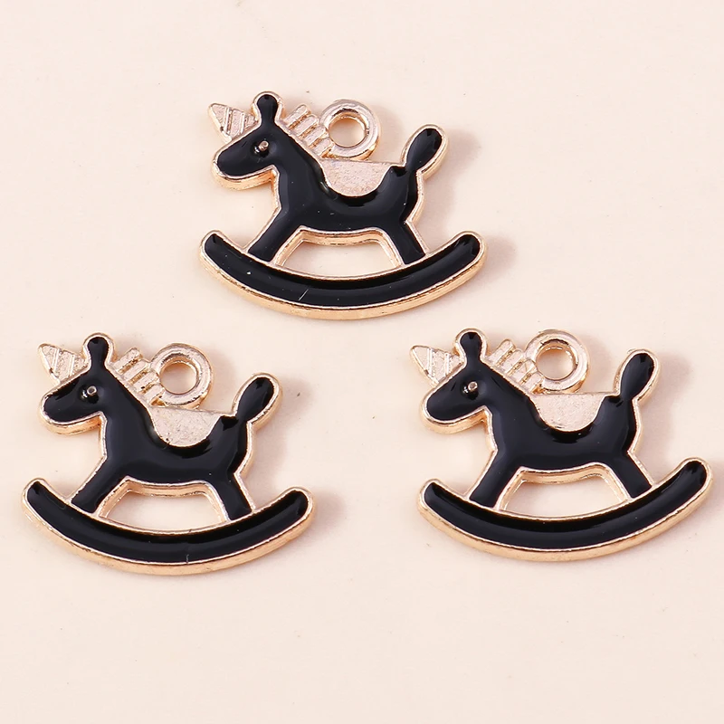 20 Stück 15x12mm Cartoon Tier Charms Emaille Trojanisches Pferd Charms Anhänger für Schmuckherstellung Ohrringe Halsketten DIY Bastelbedarf – Detail 4