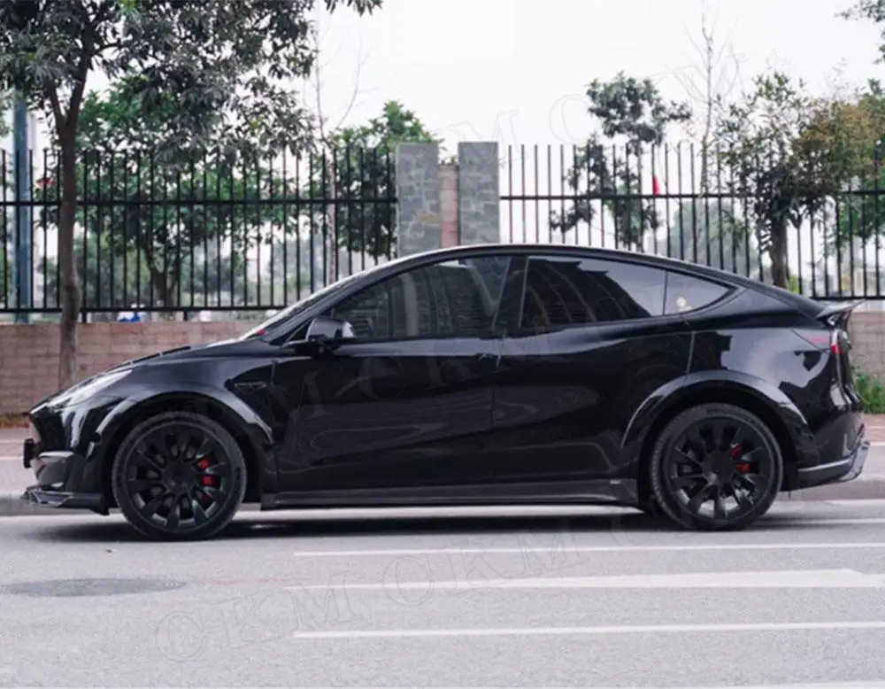 

FRP Unpainted Black Side Wheel eyebrow Car Protect Decoration For Tesla Model Y