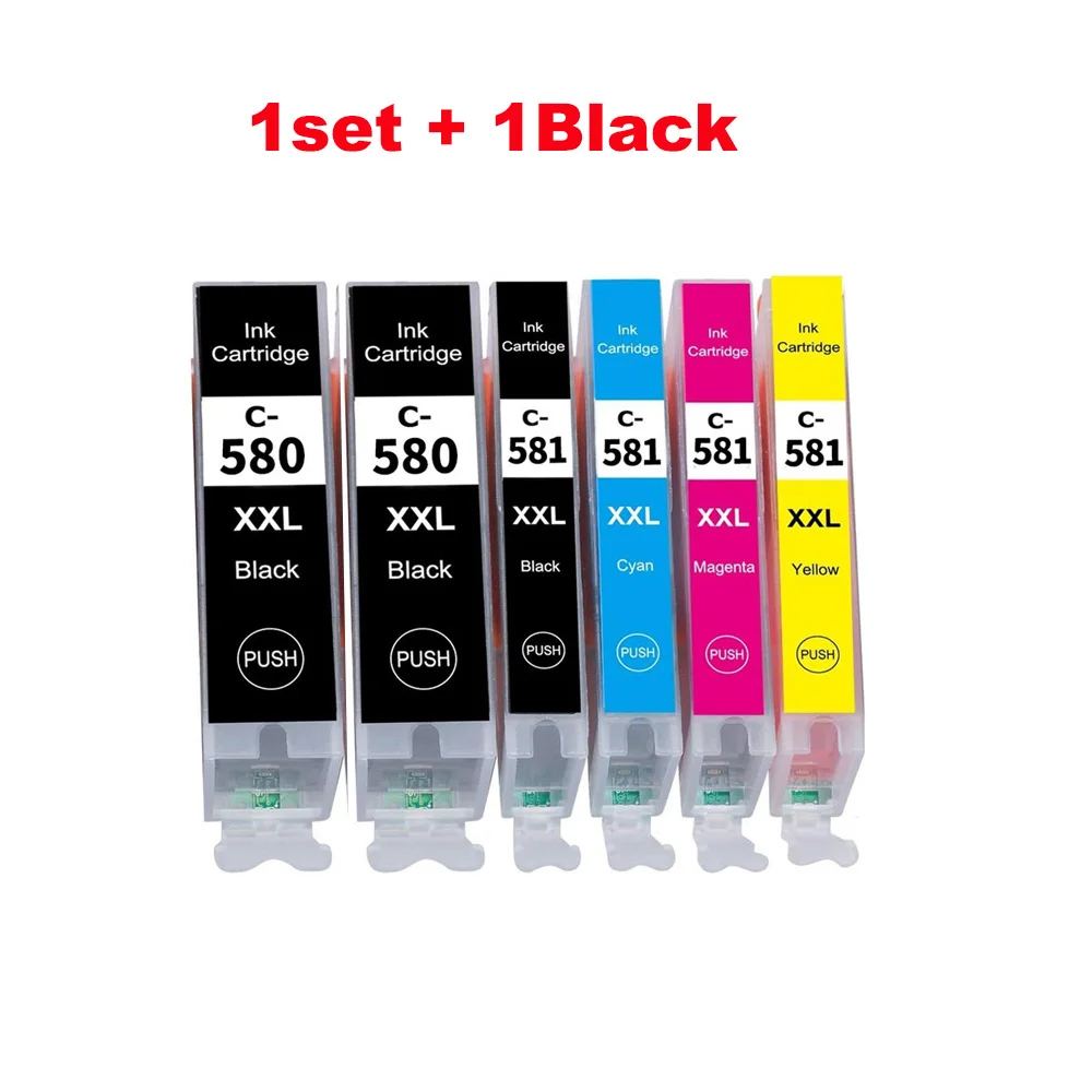 580XXL 581XXL Ink Cartridge Replacement for Canon PGI-580XXL CLI-581XXL PGI 580 XXL CLI 581 XXL 5-PACK PGBK/BK/C/M/Y