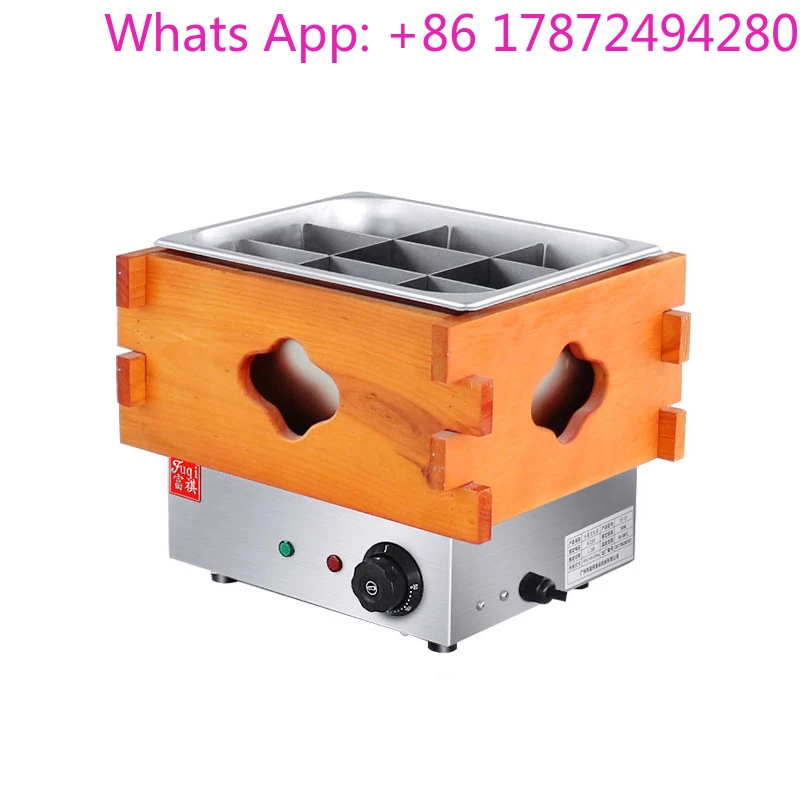 EH-10 Wooden Box Single Pot Oden Machine Convenience Store String Fragrant Equipment 9 Grid Electric Oden 220V