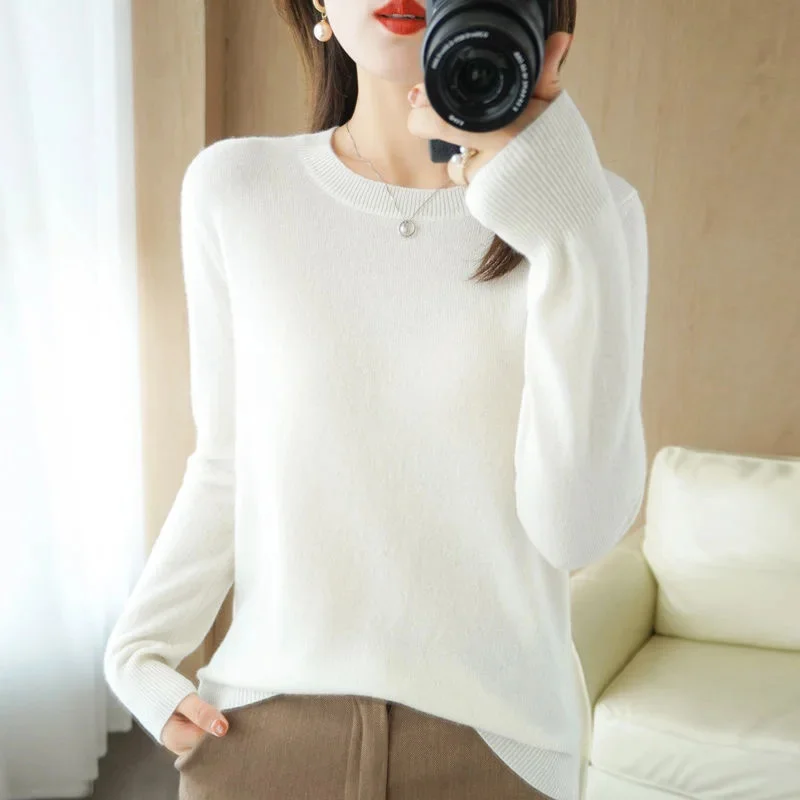 Women Sweater Spring Autumn Long Sleeve O-neck Pullovers Warm Bottoming Shirts Korean Fashion Sweater Knitwear Jumpers