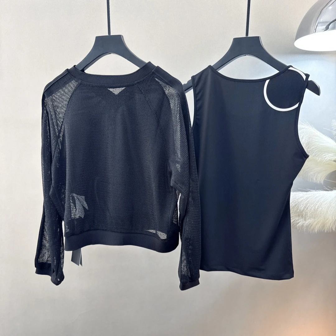 Women's 2-Piece Golf Set 2026 New Korean Style Hot Trendy Slimming Mesh Top & Tank Set Premium Youthful Versatile Breathable