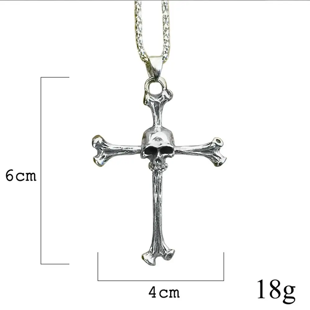 Chain Tide Skull Necklace Silver Ghost Head Punk Necklace Men Necklace Cross Necklace Women Clavicle Chain Halloween Jewelry - Image 6