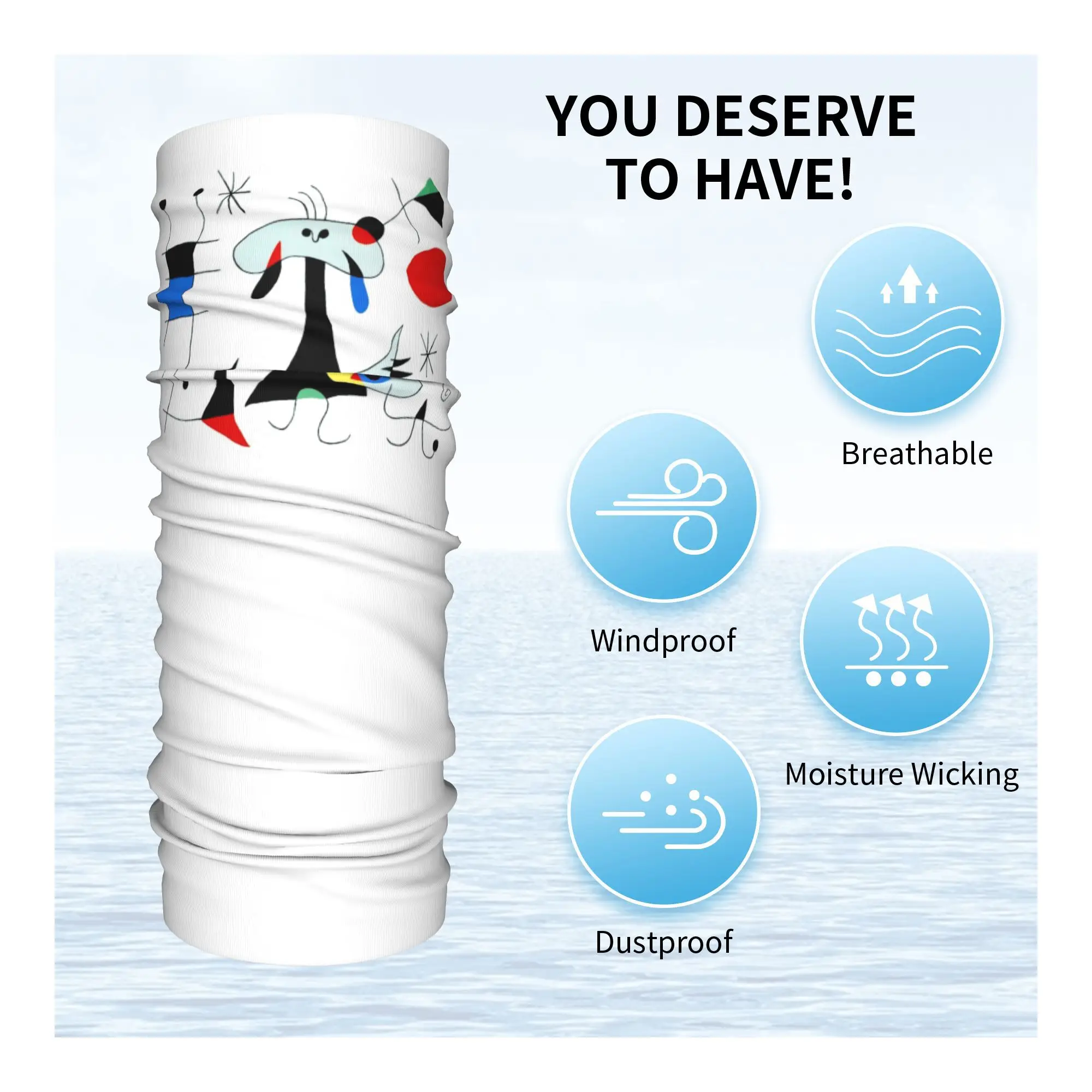 ジョアン・ミロ抽象シュルレアリスムバンダナネックカバープリントマジックスカーフ暖かい目出し帽サイクリングユニセックス大人冬