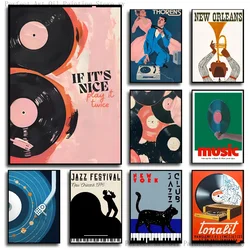 1PC Abstract Jazz Music Festival Record Player Symbol Art Poster Paper Print Home Living Room Bedroom Entrance Bar Restaurant