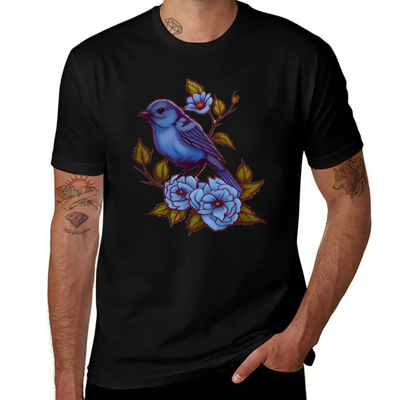 Blue Birds Tattoo T-Shirt vintage clothes blue archive Aesthetic clothing vintage t shirts men tshirt