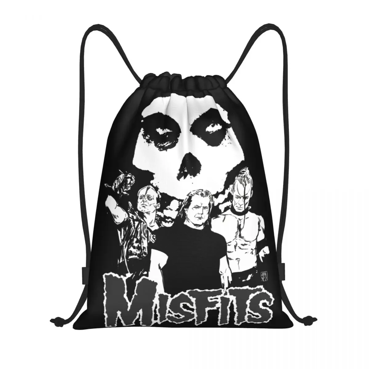 Custom Heavy Metal The M-Misfitses Skull Drawstring Bag Men Women Portable Gym Sports Sackpack Rock Punk Band Training Backpacks