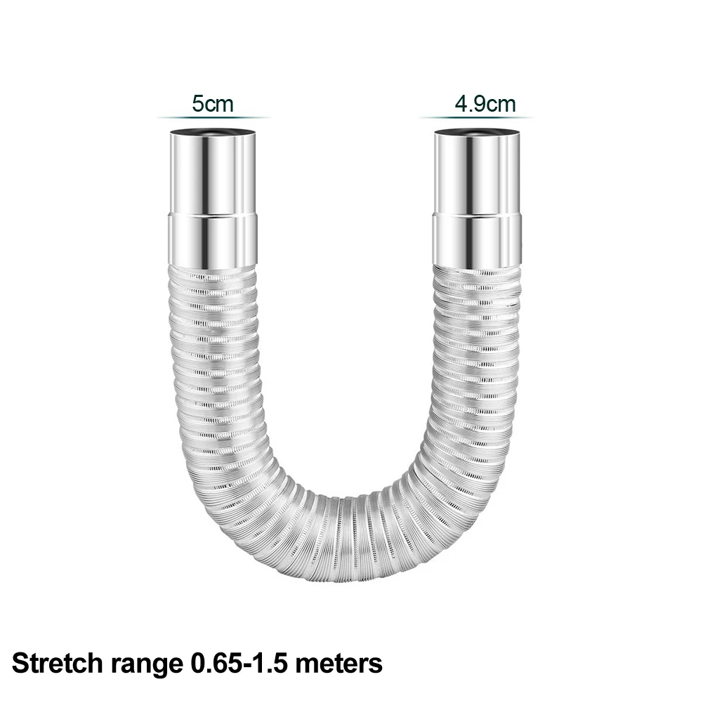 Stainless-Steel Elbow Chimney Liner Bend Multi Flue Stove Pipe Stretching 50mm Camping Stoves Chimney Vent Exhaust Accessories