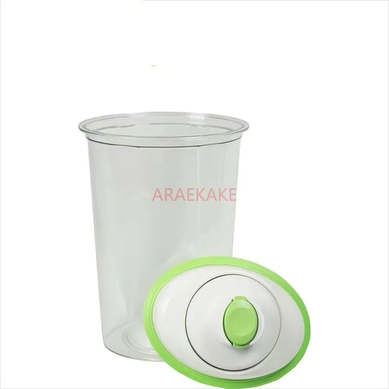 دلو تخزين مختوم، دلو طعام للقطط مقاوم للرطوبة والحفاظ على الطازجة، ضخ مفرغ يعمل بالبطارية