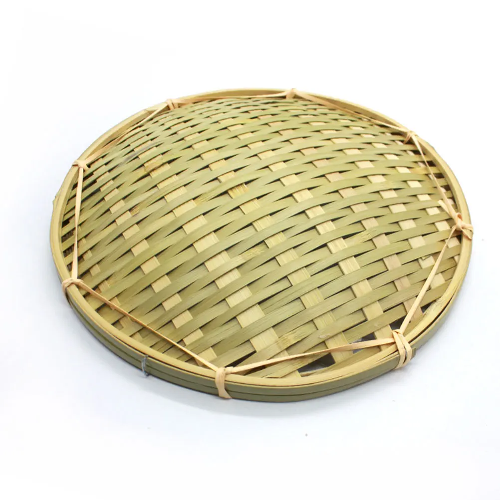 

2Pcs Bamboo Craft Food Basket H made Woven Fruit Storage Tray Premium Material Kitchen Living Room Decorative Bread Holder