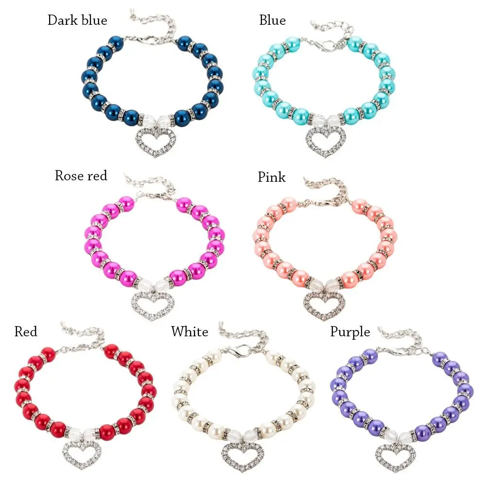 Sweet Imitation Pearl Cute Dog Necklace Pet Collar Accessories Jewelry Neck Chain For Small Dogs Large Dog Cats