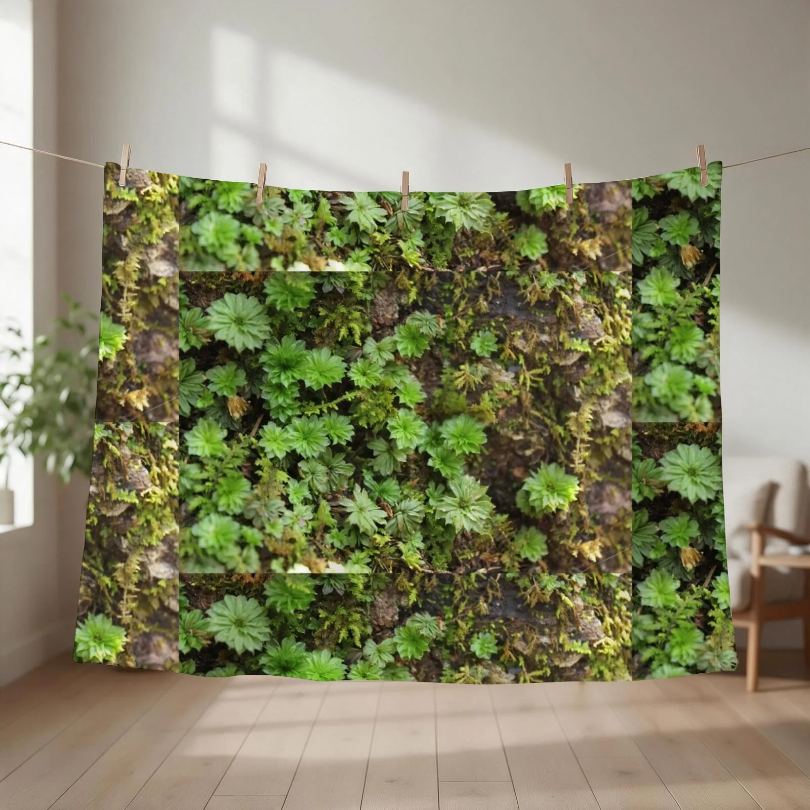 Fern-like Moss closeup on forest floor Throw Blanket warm winter Flannel Softest manga Blankets