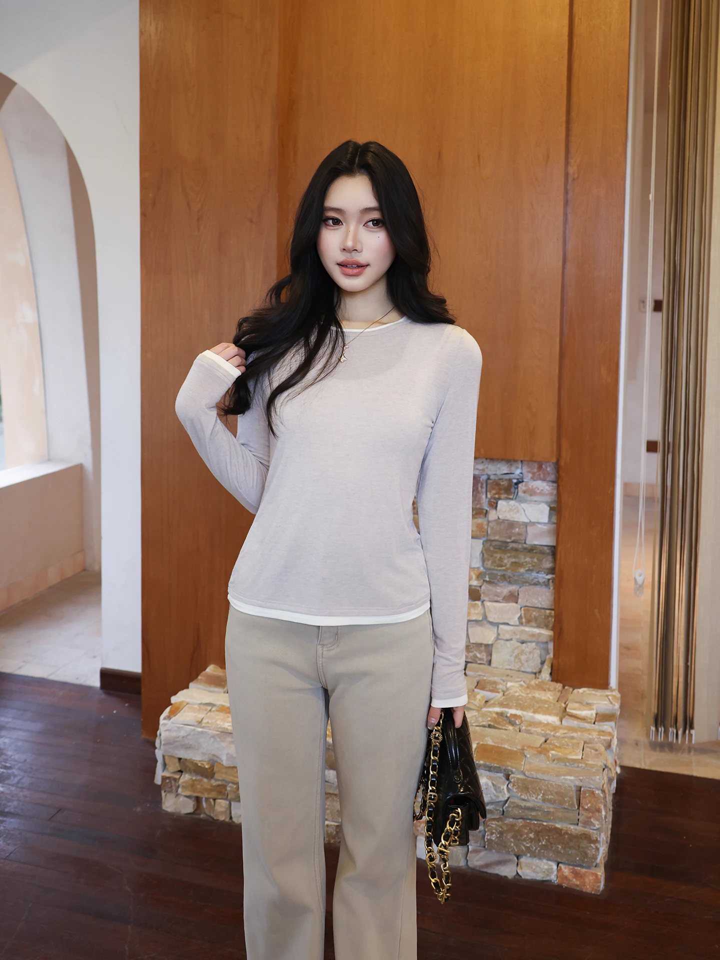 

Женская повседневная футболка Me Protein IRT Faion с длинным рукавом и круглым вырезом для весны