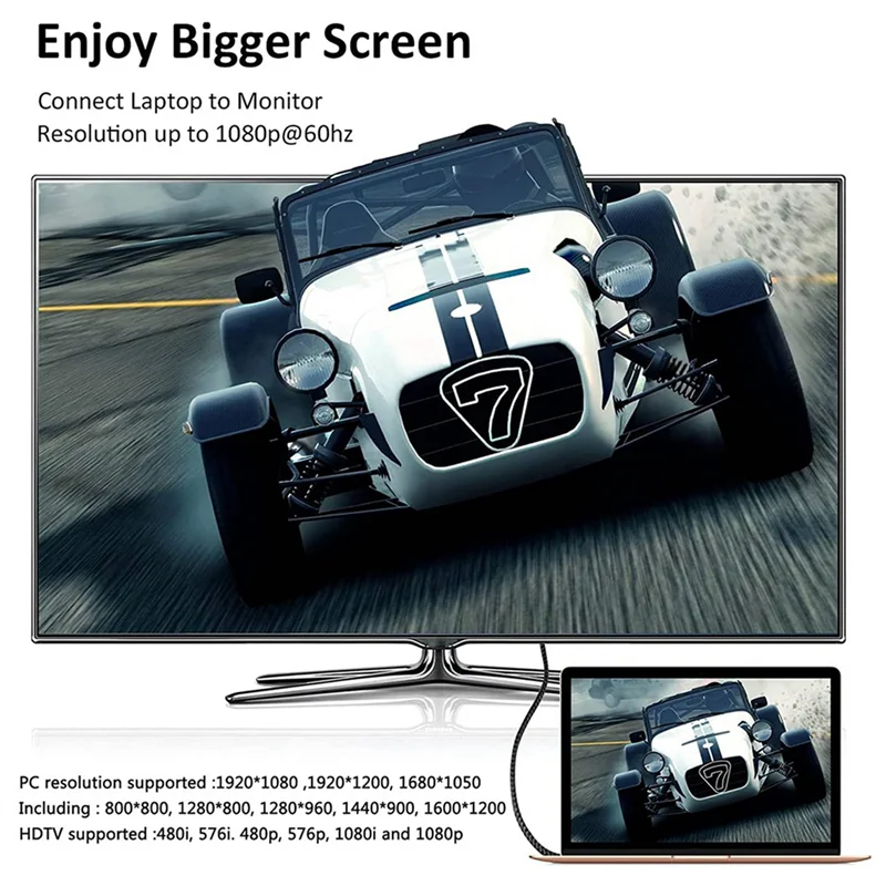 كابل AM-3X USB C إلى VGA بطول 5.9 قدم/1.8 متر، كابل USB من النوع C إلى VGA، مناسب لأجهزة USB 3.1 - مناسب لـ HP، إلخ.