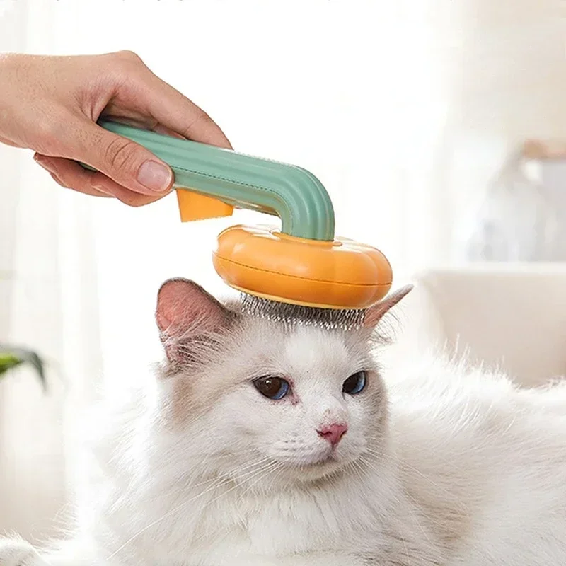 

Pumpkin Self Cleaning Slicker Comb for Dog Cat Puppy Rabbit, Grooming Brush Tool Gently Removes Loose Undercoat Tangled Hair