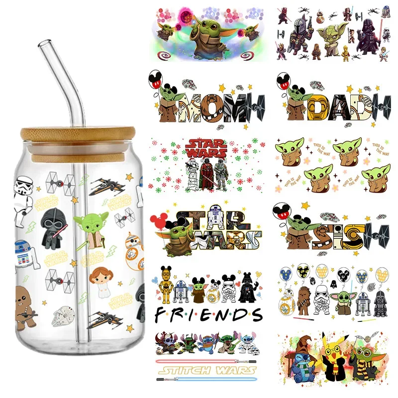 Cartoon Magical Elves UV DTF Wrap For 16oz Glass Cup Wraps Transfer Sticker Custom Sticker Labels DIY Logo Selfadhesive Durable