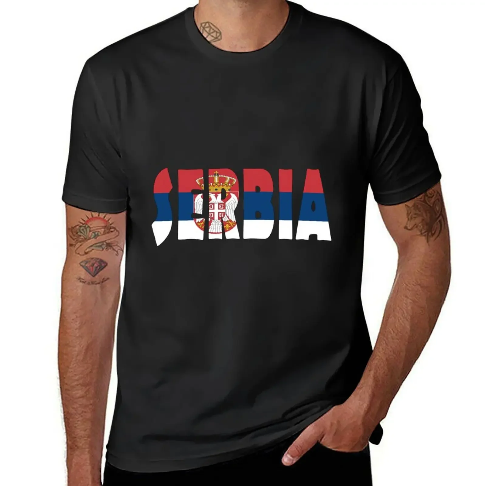 

Serbia T-Shirt hippie clothes summer tops blue lock tee shirts for men