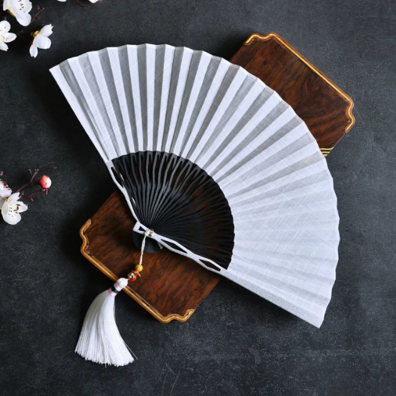 1pc Aluminum Alloy Edge Fracture Fan Chinese Style Portable Items Hanfu Matching Props Silk Fan Surface Bamboo Fan Bone