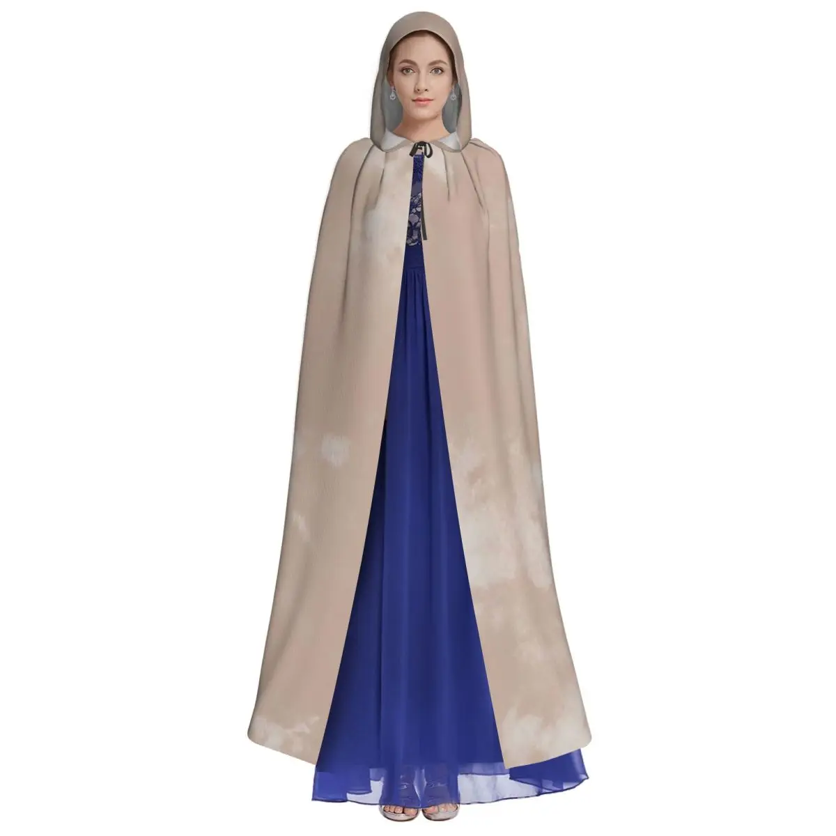 ラテクリーム付きロングフード付きマント魔女中世衣装コスプレケープハロウィンヴァンパイア大人ユニセックス