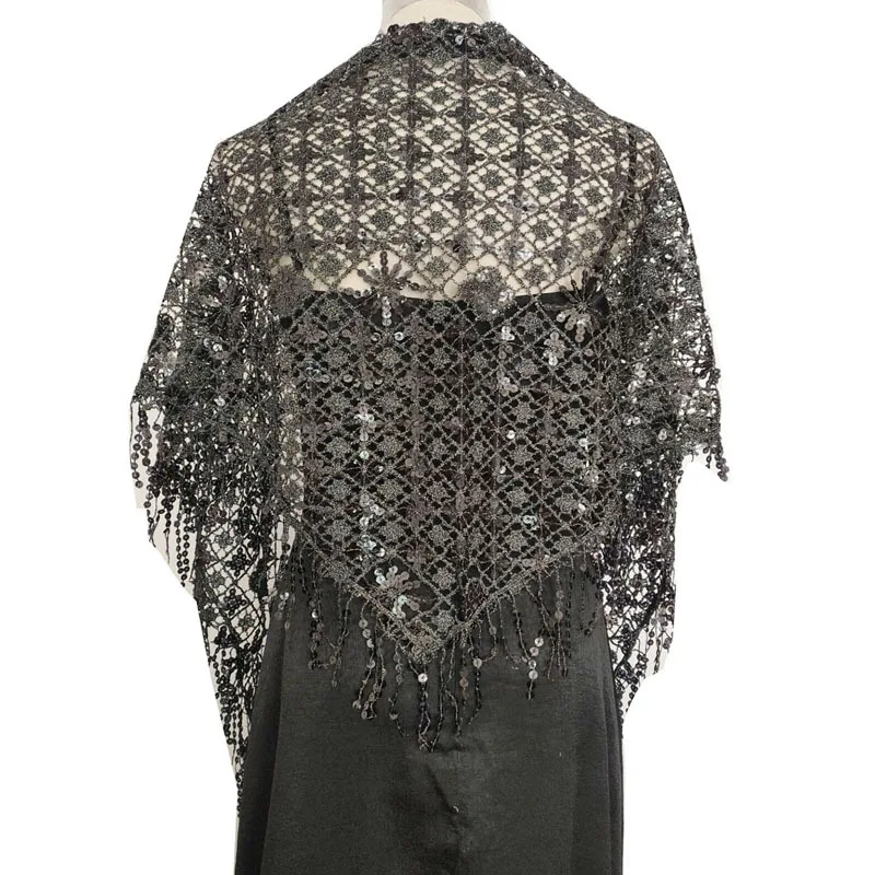 Primavera autunno stile paillettes nappa sciarpa paillettes Cape Dinner Party mantelle donna nappa mantello mantello Lady poncho viola