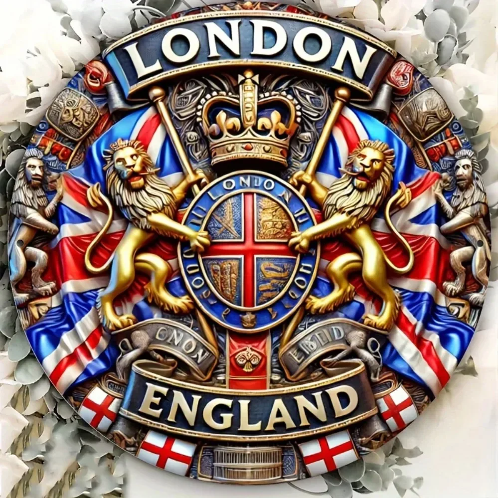 2026 New Vintage Tudor Coat of Arms Enamel Sign for Pub Bar Home Decor