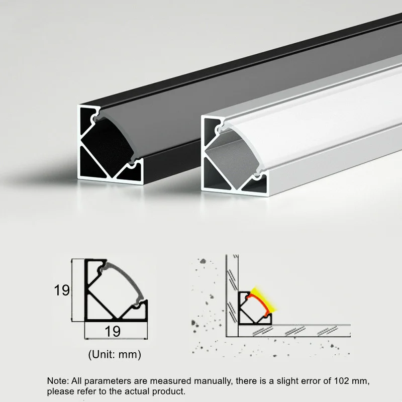 Barra de luz Led dura con perfil de aluminio en forma de V para decoración de pared de techo, canal de iluminación interior reflectante, lámparas lineales