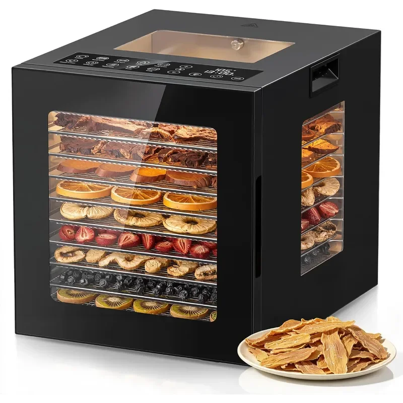 Food Dehydrator 10 Stainless Steel Trays 10 Presets Black