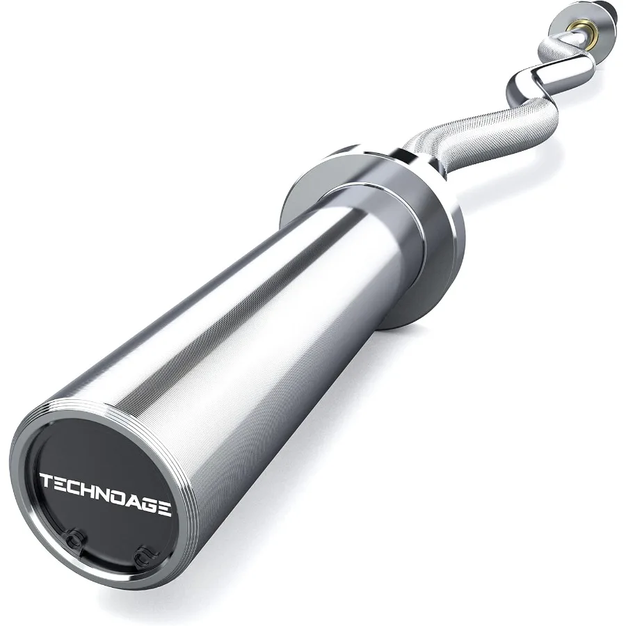 EZ Curl Bar 47" Curl Bar 350 500LBS Capacidad 20LB Barra con acabado cromado de acero sólido con manguito de cobre y rodamiento para Pl de 2 pulgadas