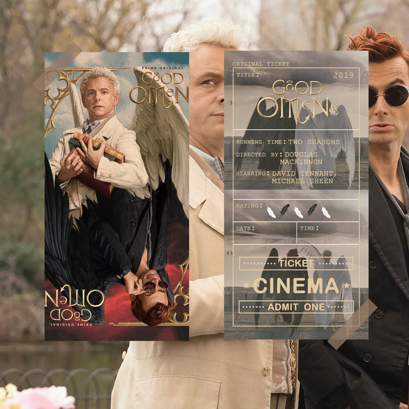 1Pcs Good Omens Original Film Ticket Stub Card Homemade Bookmark Collection TV Show Peripheral Commemorative Gifts For Fans