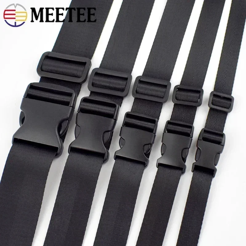 2Sets 20/25/32/38mm Nylon Webbing Adjust Plastic Release Buckle Tri-Glide Slider Side Clasp Bag Ribbon Strap Sewing Accessories