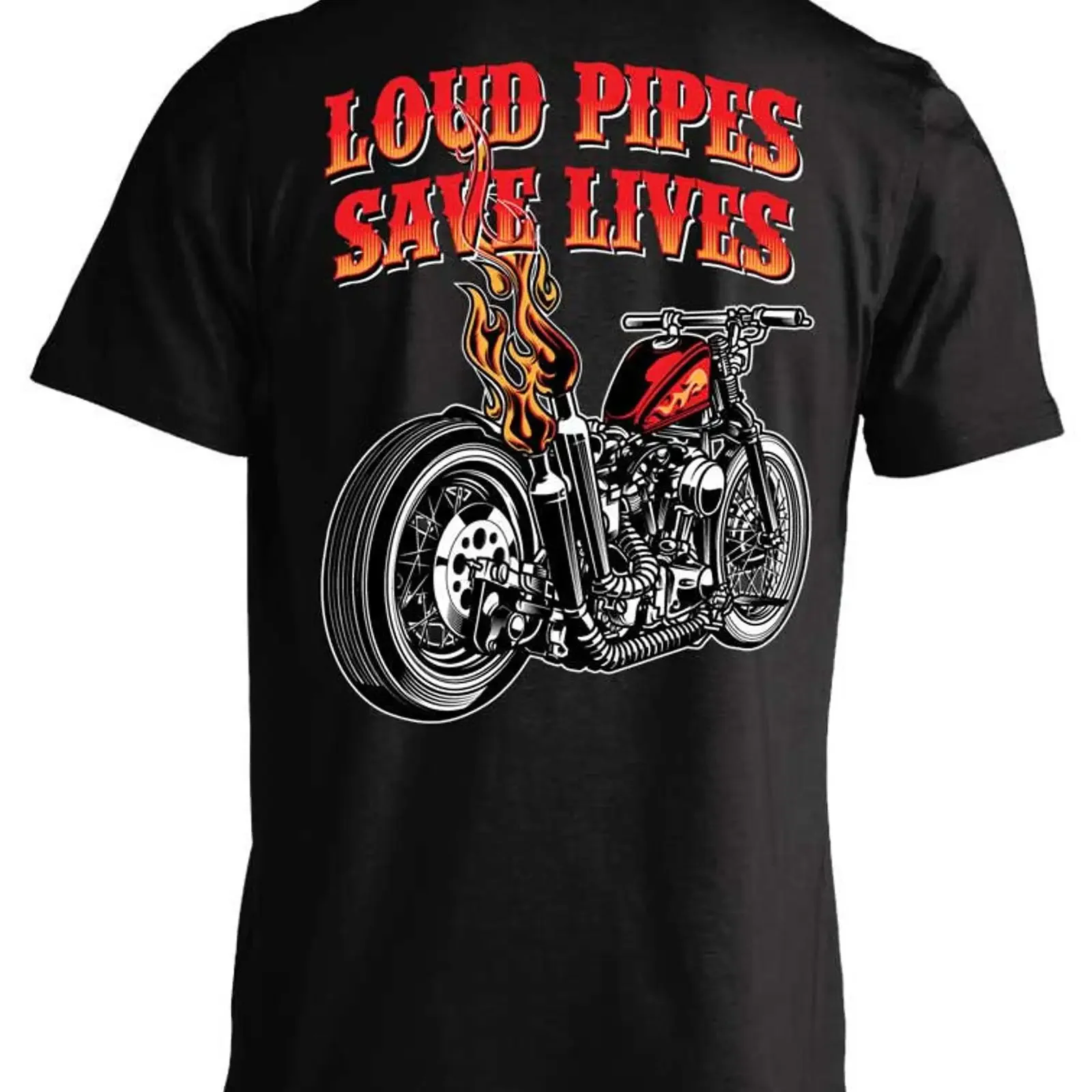 Loud Pipes Save Lives Old School Bobber T Shirt BACK PRINT vintage Washed Top For Everyday Wear Casual Versatile Soft Unisex