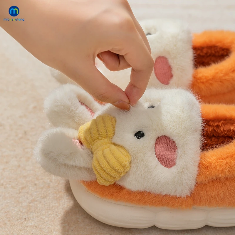 Children Home Furry Slippers Winter Baby Boys Girls Warm Cotton Indoor Shoes Kids Toddler Non-Slip Plush Slippers Miaoyoutong