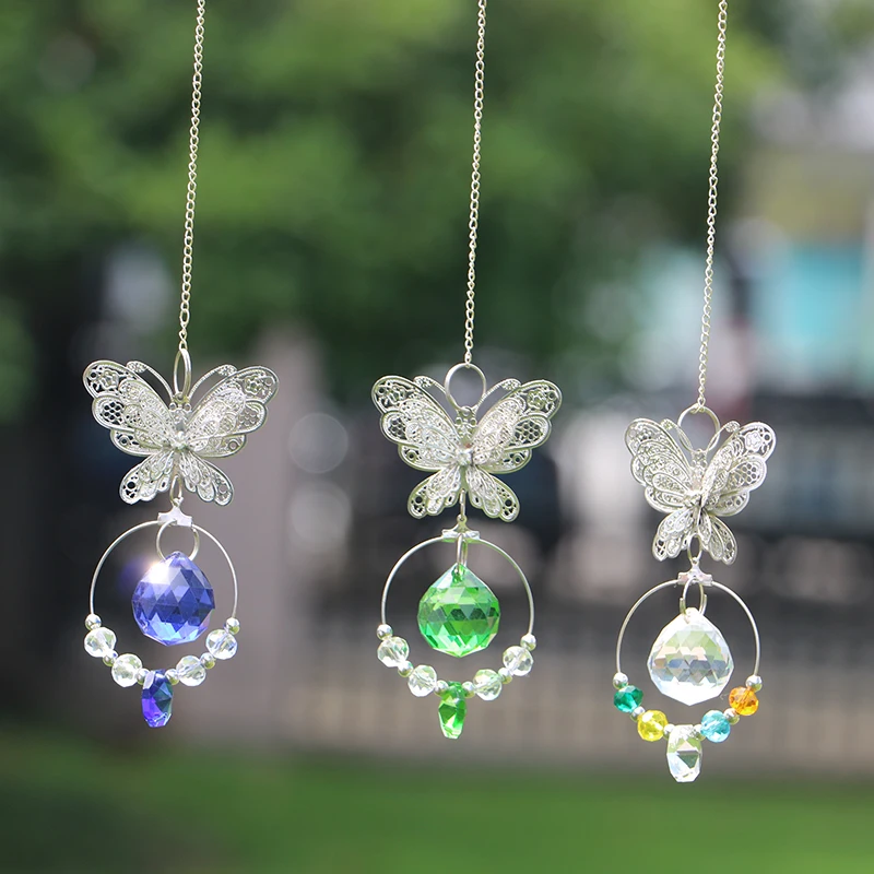 Crystal Sun Catchers Butterfly Suncatchers Window Rainbow Pendant Hanging Crystal Ornament Window Prisms Garden Decoration