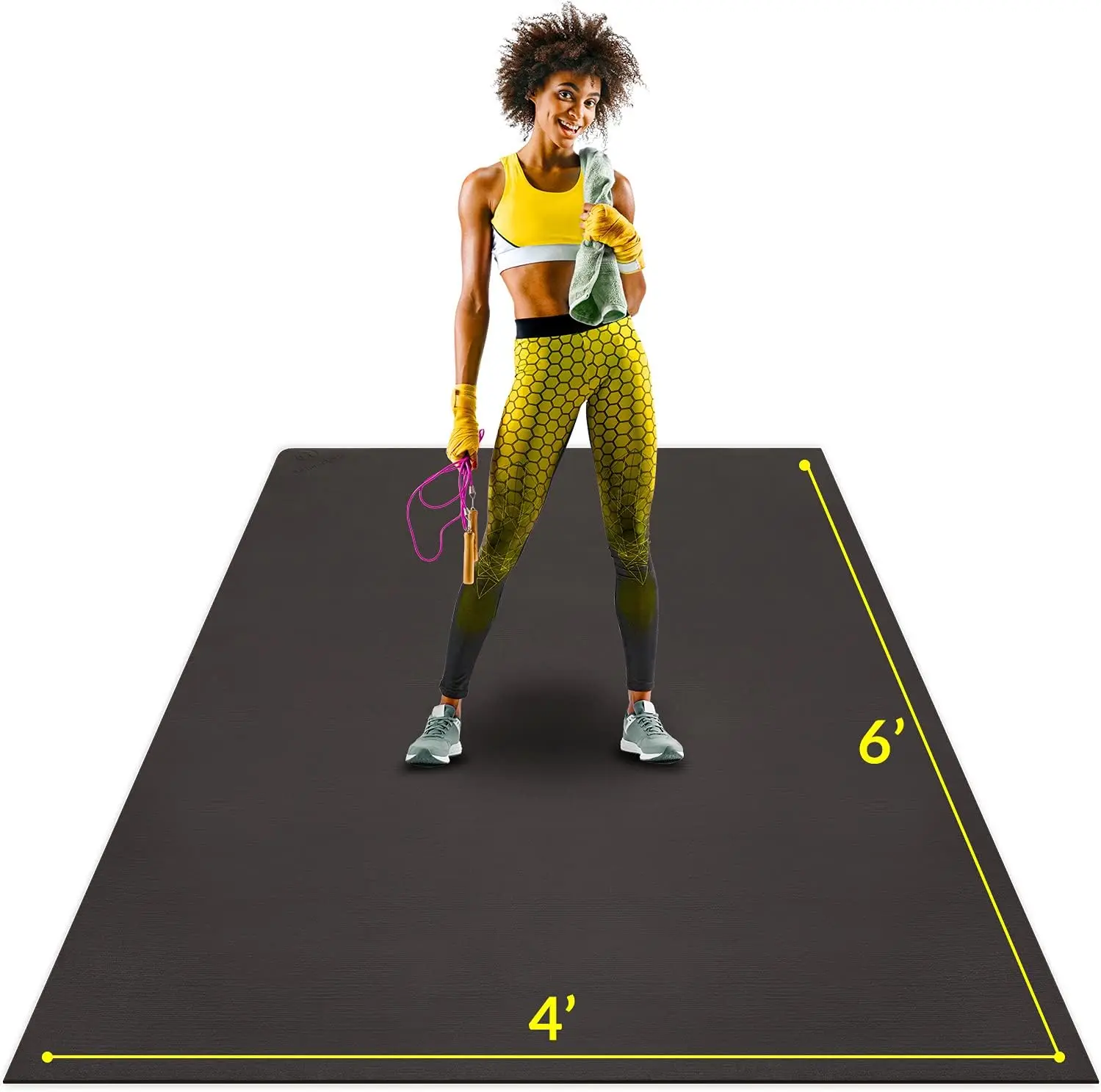 

Большой коврик для фитнеса для домашних тренировок, нескользящее резиновое покрытие для спортзала, размер 6x4 фута