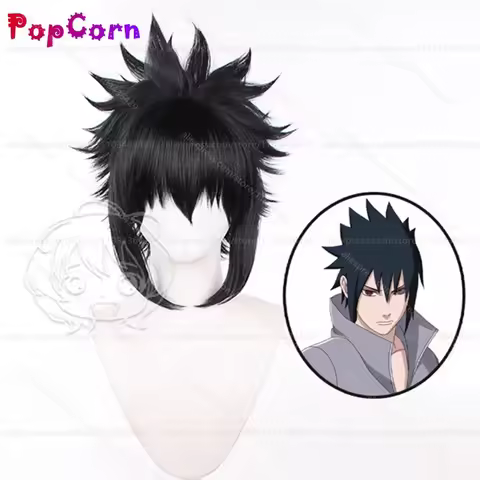Uchiha Sasuke Cosplay Wig 35cm Short Fluffy Black Wig Cosplay Anime Cosplay Wigs Heat Resistant Synthetic Wigs