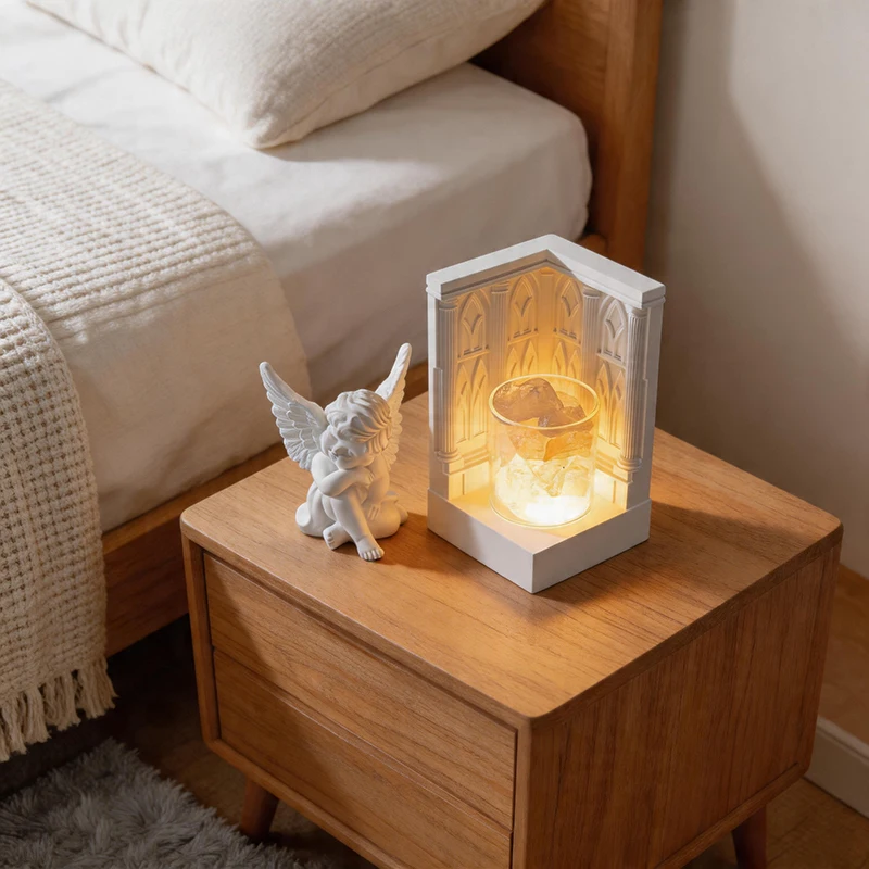 

Retro Mediterranean Style Crystal Shaped Essential Oil Nightlight with Adjustable Color Temperature Fashion Home Decor Ornaments