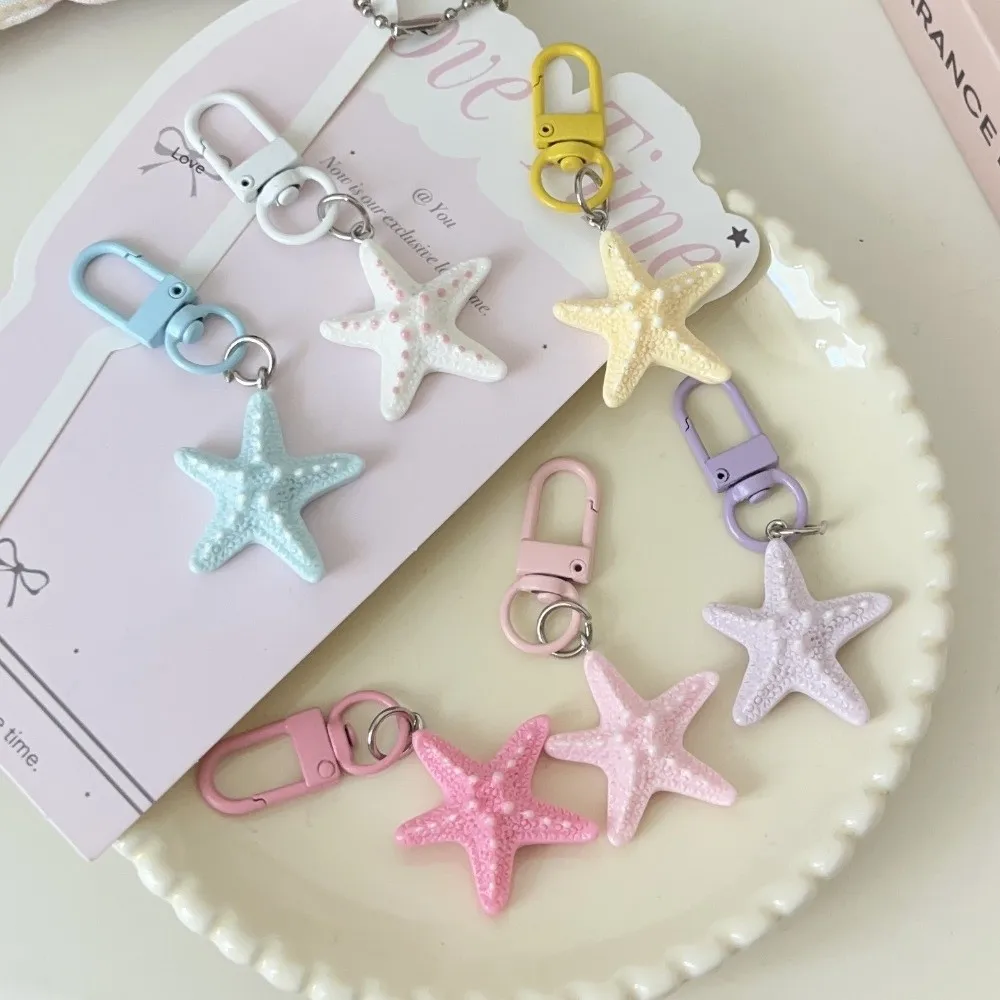 Sweet Macaron Color Starfish Keychain Hanging Design Jewelry Style Backpack Ornament Mini Size Pendant Accessory For Girls