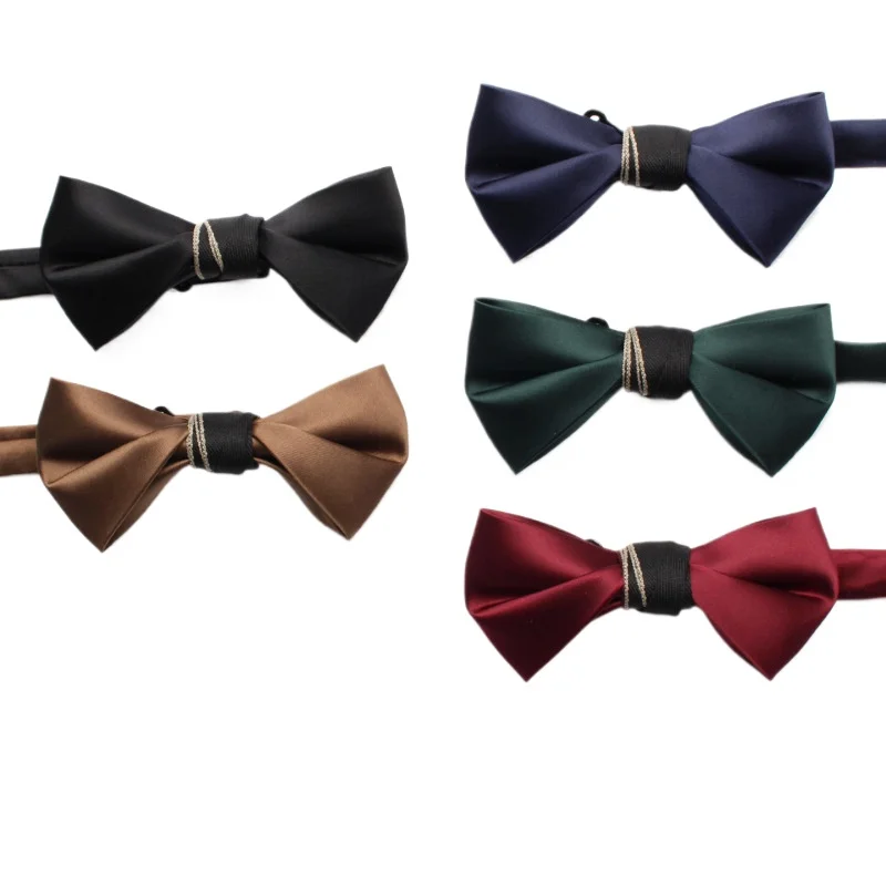 New solid color glossy polyester silk bow tie men's elegant shirt suit overalls wedding bow tie