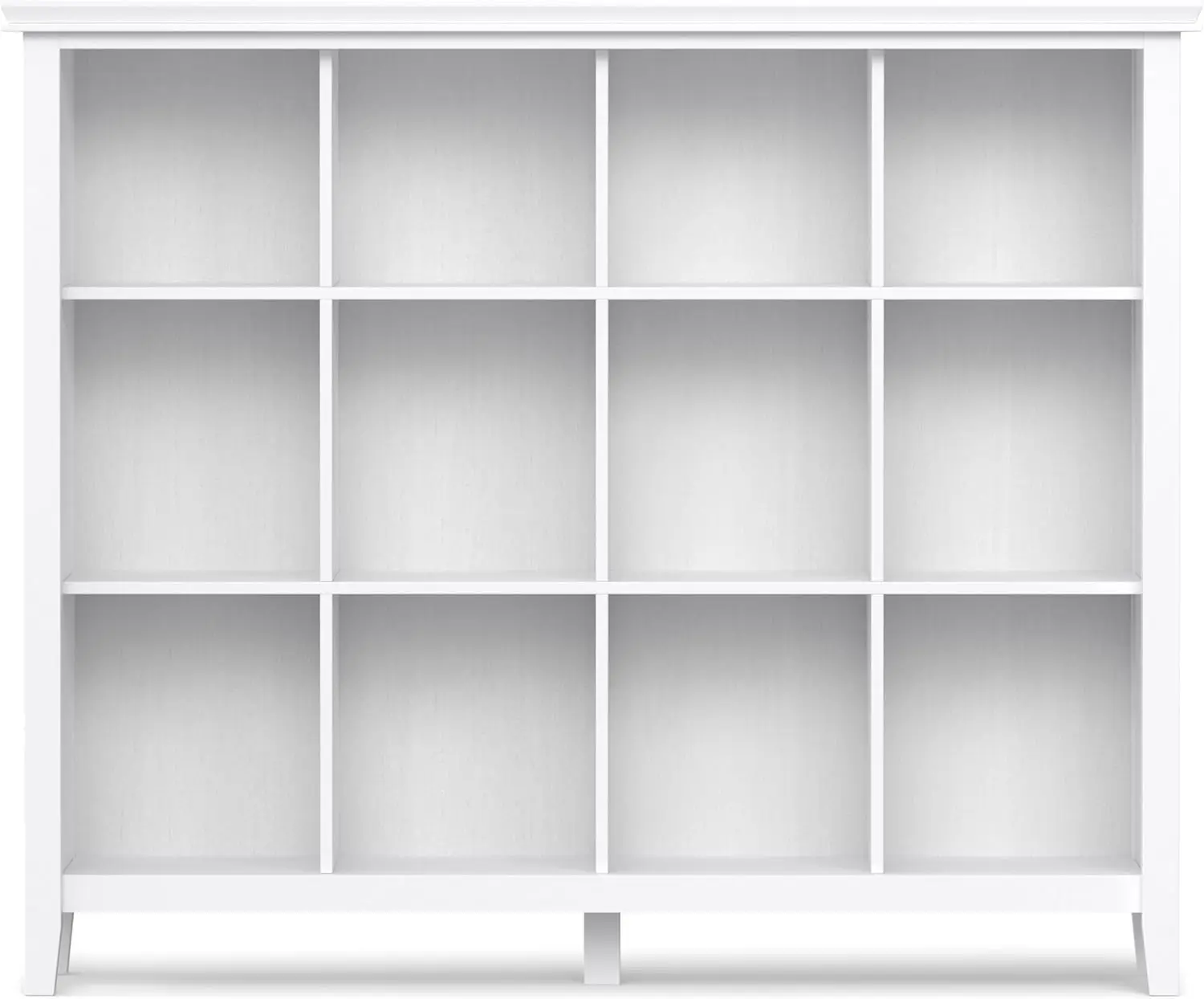 Artisan Solid Wood 48 inch x 57 inch Transitional 12 Cube Storage in White for The Living Room, Study Room and Office