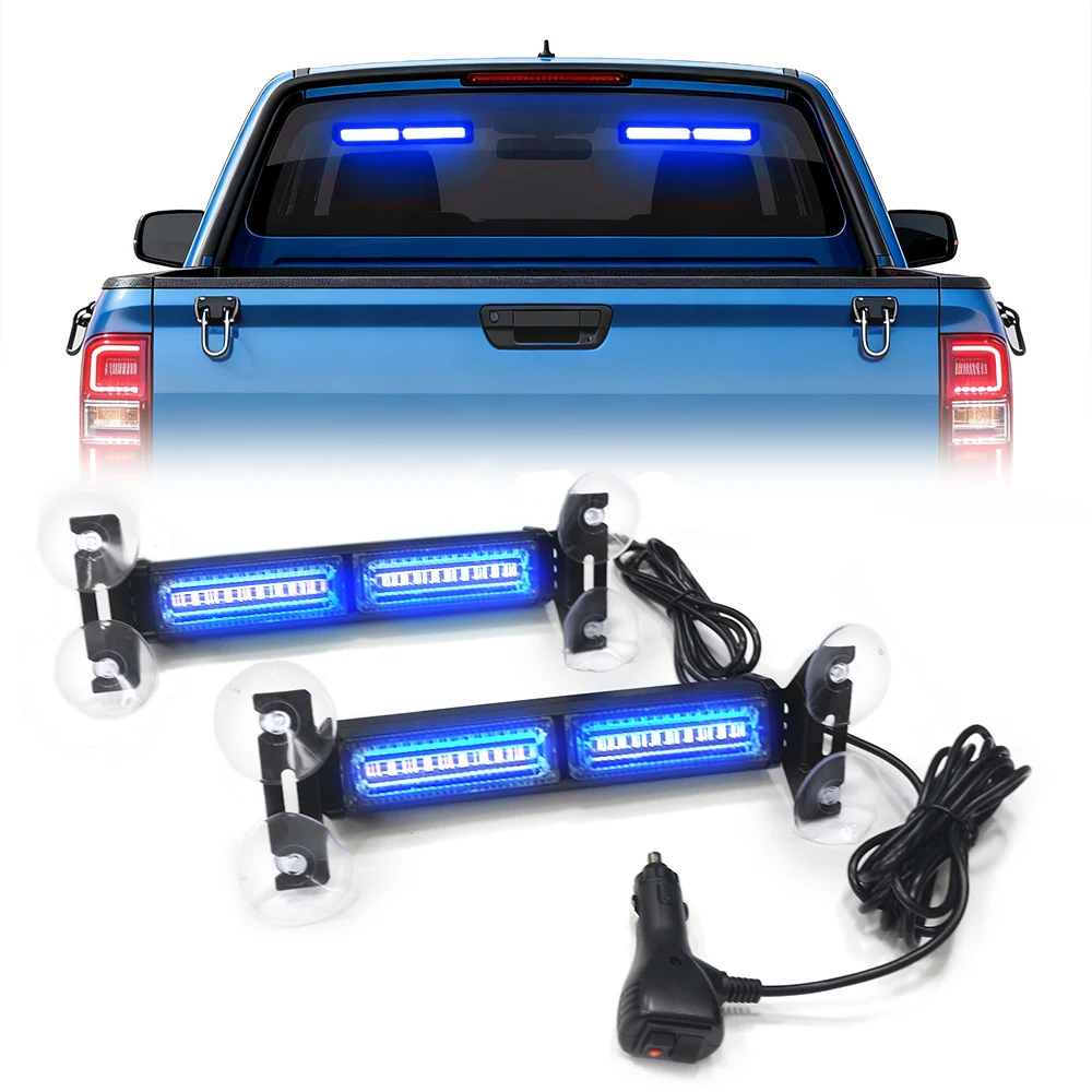 2-In-1 Suction Cup Flashing Light, Front & Rear Glass Warning Lamp, LED Decorative Strip with Multiple Modes, Aluminum Parts