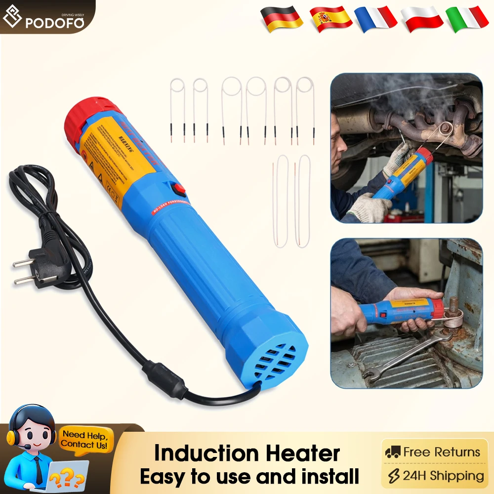 Podofo NEU 1100W Induktionsheizgerät Mini Handgehaltener Flammenloser Magnetischer Induktionsheizer mit 8 Spulen Entfernungswerkzeug