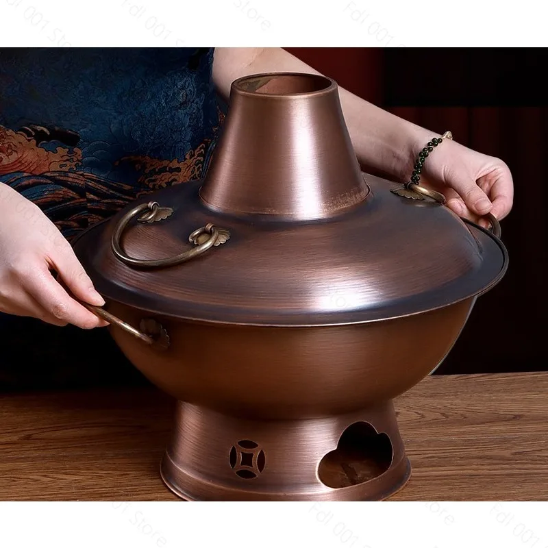 2026 Commercial Stainless Steel Copper-Imitation Hot Pot for Cassette Stove - Suitable for Shabu-Shabu Lamb Chicken Cooking