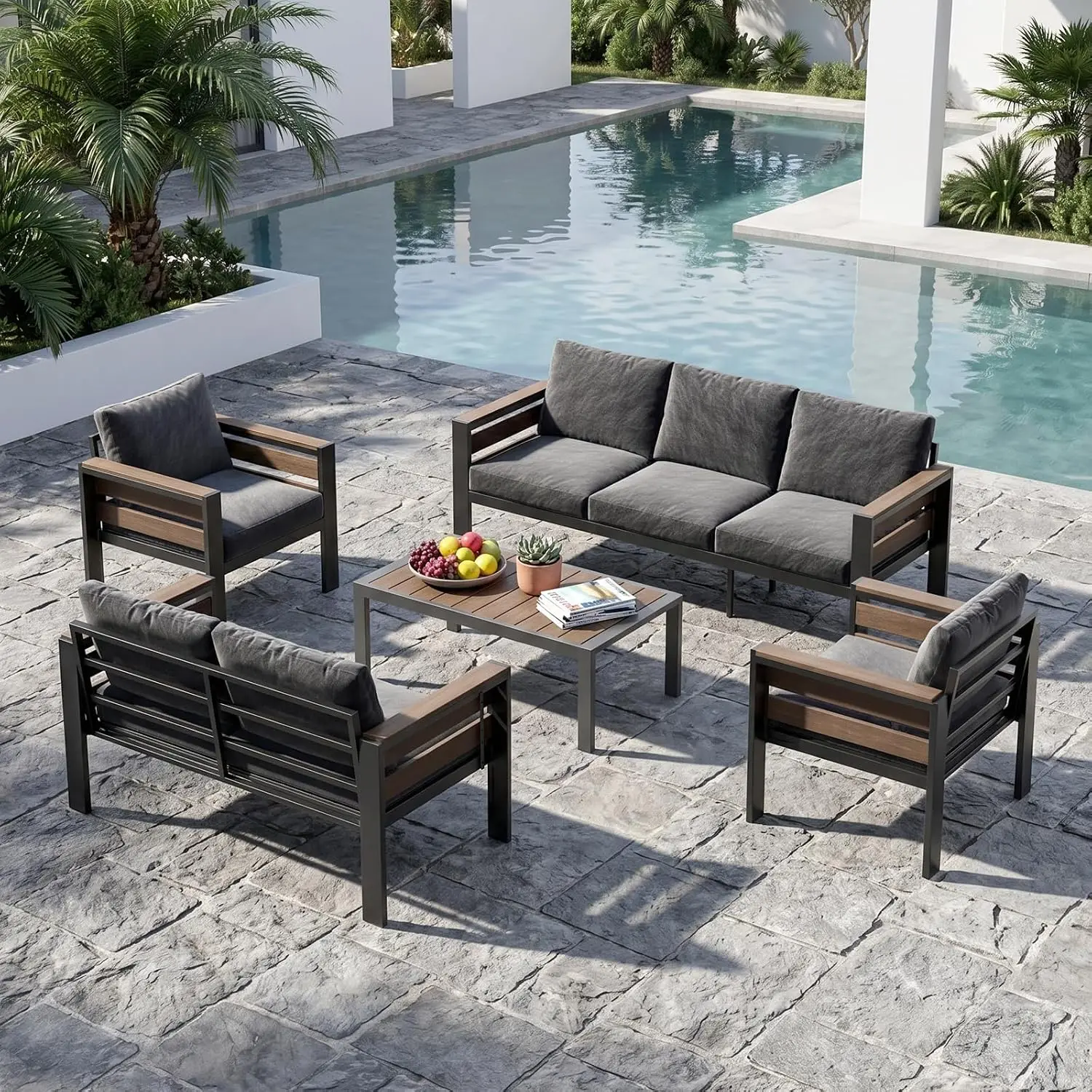 Aluminum Outdoor Patio Furniture Set with Coffee Table, Customized