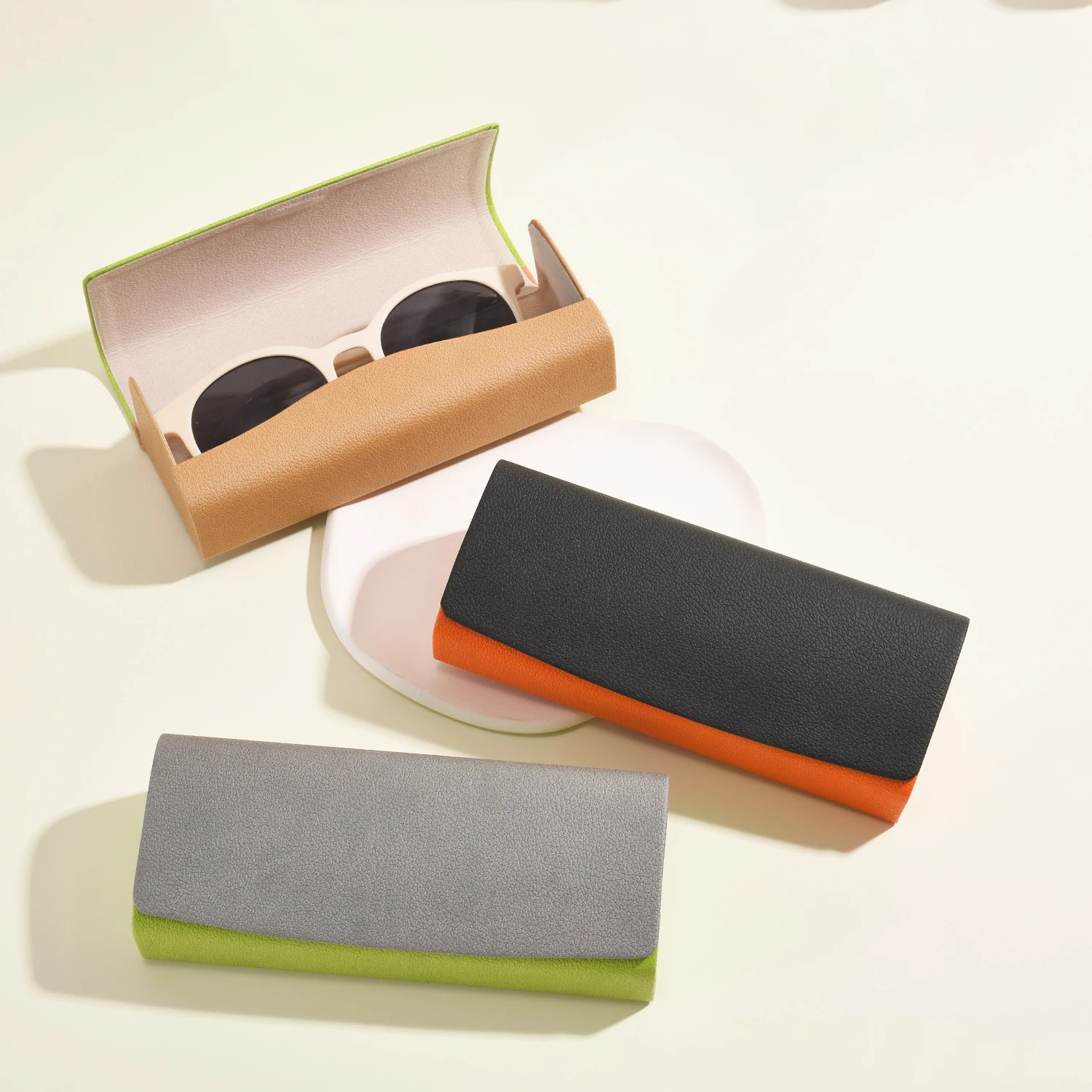 Minimalist Eyeglass Case Spacious Sunglasses Storage Case Pu Eyewear Holder Sleek Fresh Color Eyeglass Box For Home Storage
