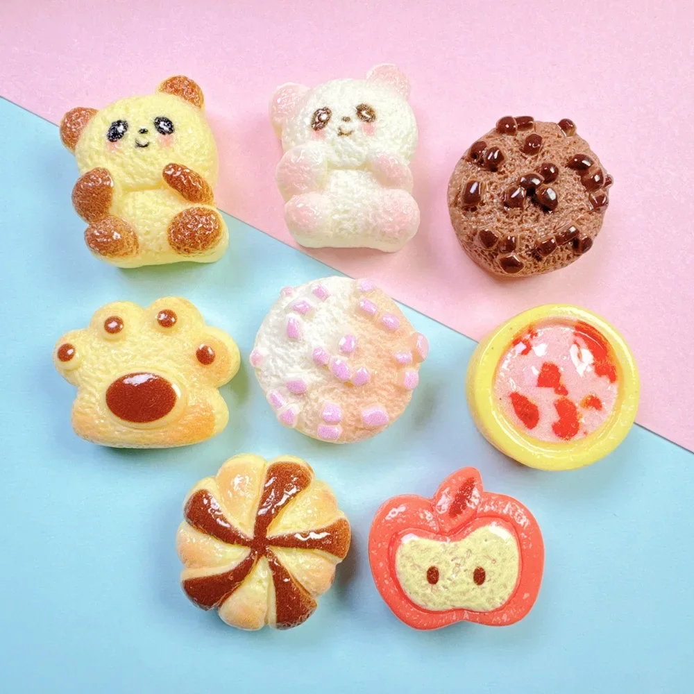 Mini Kawaii Resin Biscuits Resin Cabochon Flatback Charm for DIY Dollhouse Jewelry Making Phone Case Home Decor Craft Supplies